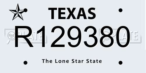 R129380 Texas License Plate
