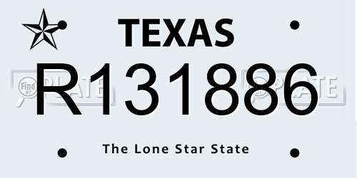 R131886 Texas License Plate
