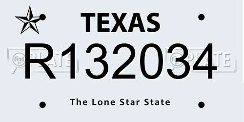 R132034 Texas License Plate