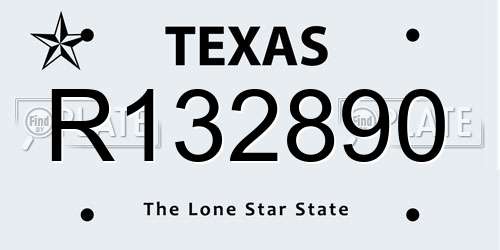 R132890 Texas License Plate
