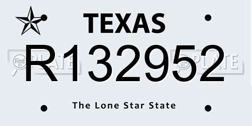 R132952 Texas License Plate