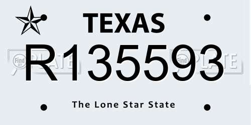 R135593 Texas License Plate