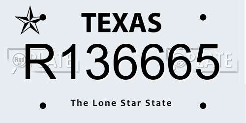 R136665 Texas License Plate