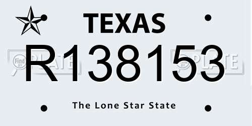 R138153 Texas License Plate