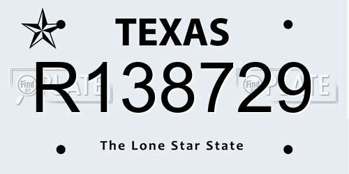 R138729 Texas License Plate