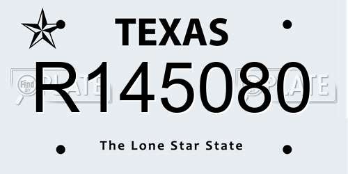 R145080 Texas License Plate