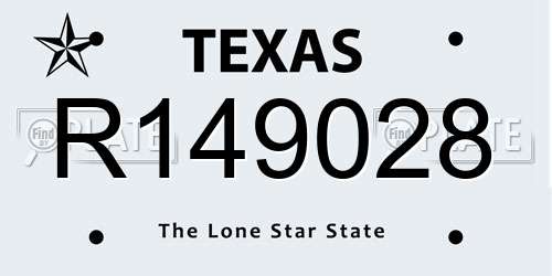 R149028 Texas License Plate