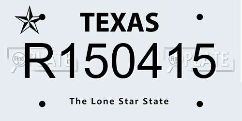 R150415 Texas License Plate