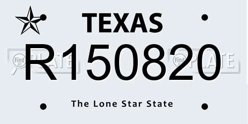 R150820 Texas License Plate