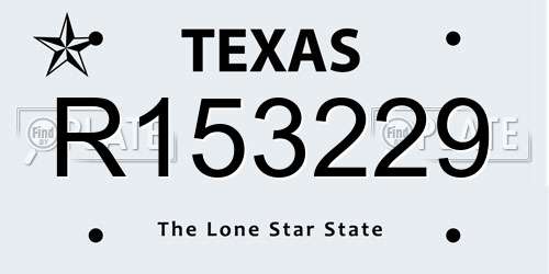 R153229 Texas License Plate