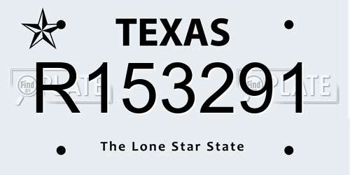 R153291 Texas License Plate