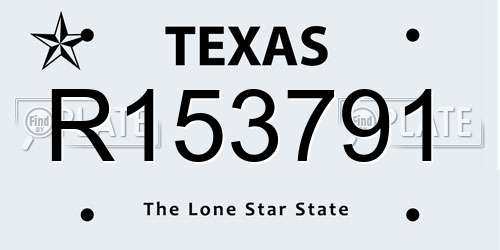 R153791 Texas License Plate