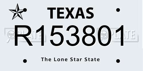 R153801 Texas License Plate