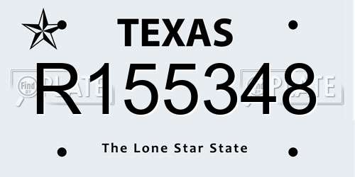 R155348 Texas License Plate