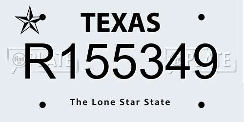 R155349 Texas License Plate