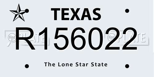 R156022 Texas License Plate