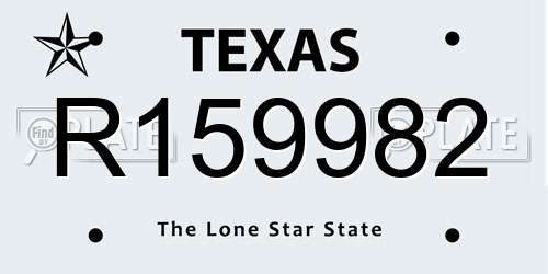 R159982 Texas License Plate