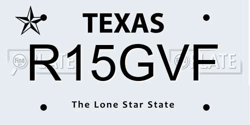 R15GVF Texas License Plate