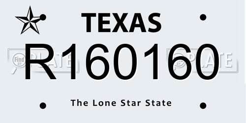 R160160 Texas License Plate