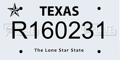 R160231 Texas License Plate