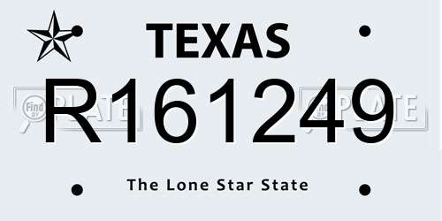 R161249 Texas License Plate