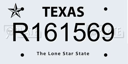R161569 Texas License Plate