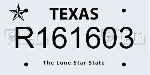 R161603 Texas License Plate