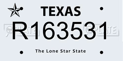 R163531 Texas License Plate