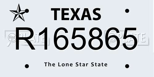R165865 Texas License Plate