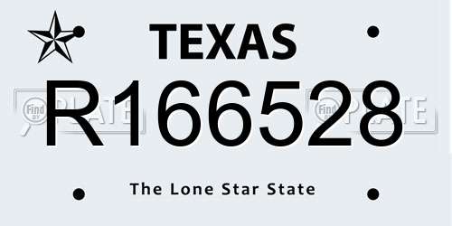 R166528 Texas License Plate