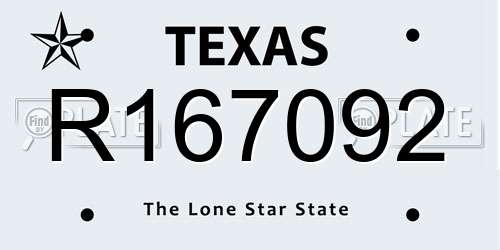 R167092 Texas License Plate