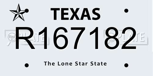 R167182 Texas License Plate
