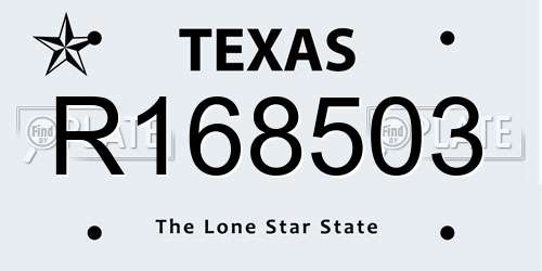 R168503 Texas License Plate