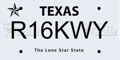 R16KWY Texas License Plate