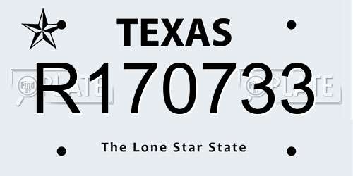 R170733 Texas License Plate