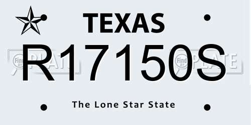 R17150S Texas License Plate