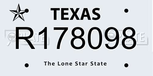 R178098 Texas License Plate