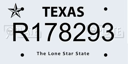 R178293 Texas License Plate