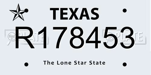 R178453 Texas License Plate