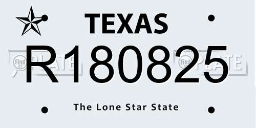 R180825 Texas License Plate