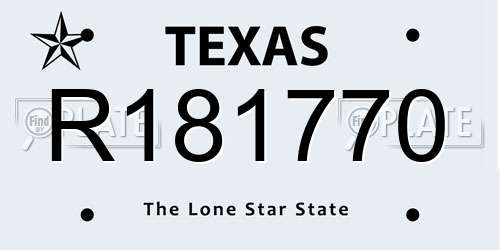 R181770 Texas License Plate