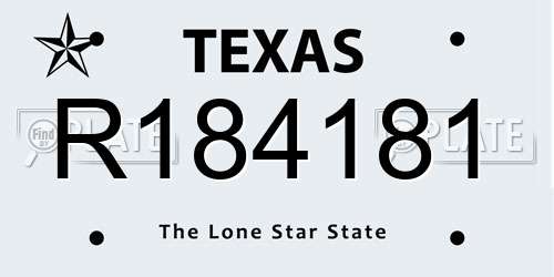 R184181 Texas License Plate
