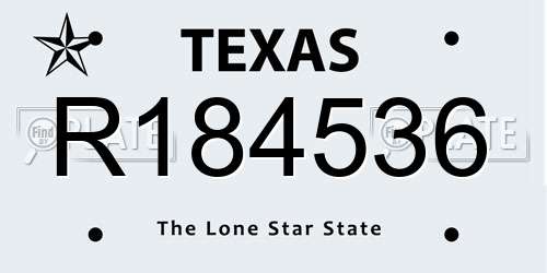 R184536 Texas License Plate