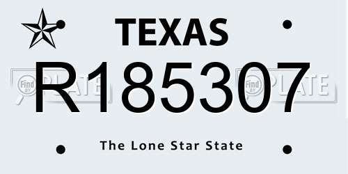 R185307 Texas License Plate
