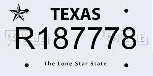 R187778 Texas License Plate