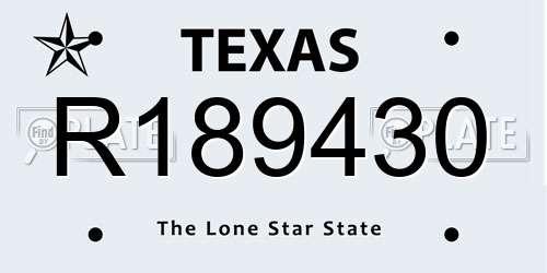 R189430 Texas License Plate