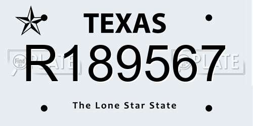 R189567 Texas License Plate