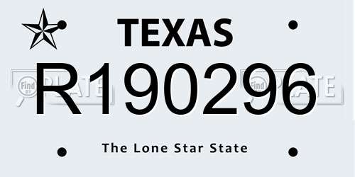 R190296 Texas License Plate