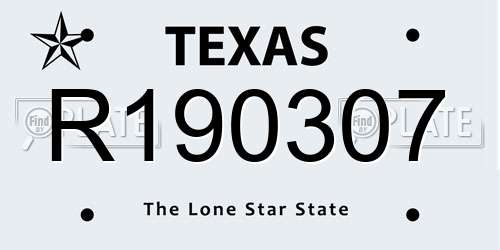 R190307 Texas License Plate