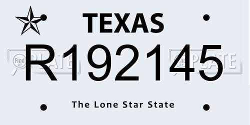 R192145 Texas License Plate
